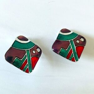 Vintage Southwest Multicolored Clip on Earrings
